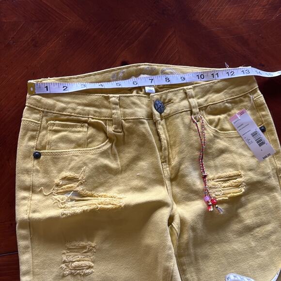 Vanilla Star Juniors Size 5 Gold Yellow White Ombré Distressed Skinny Jeans NWT - Picture 6 of 12